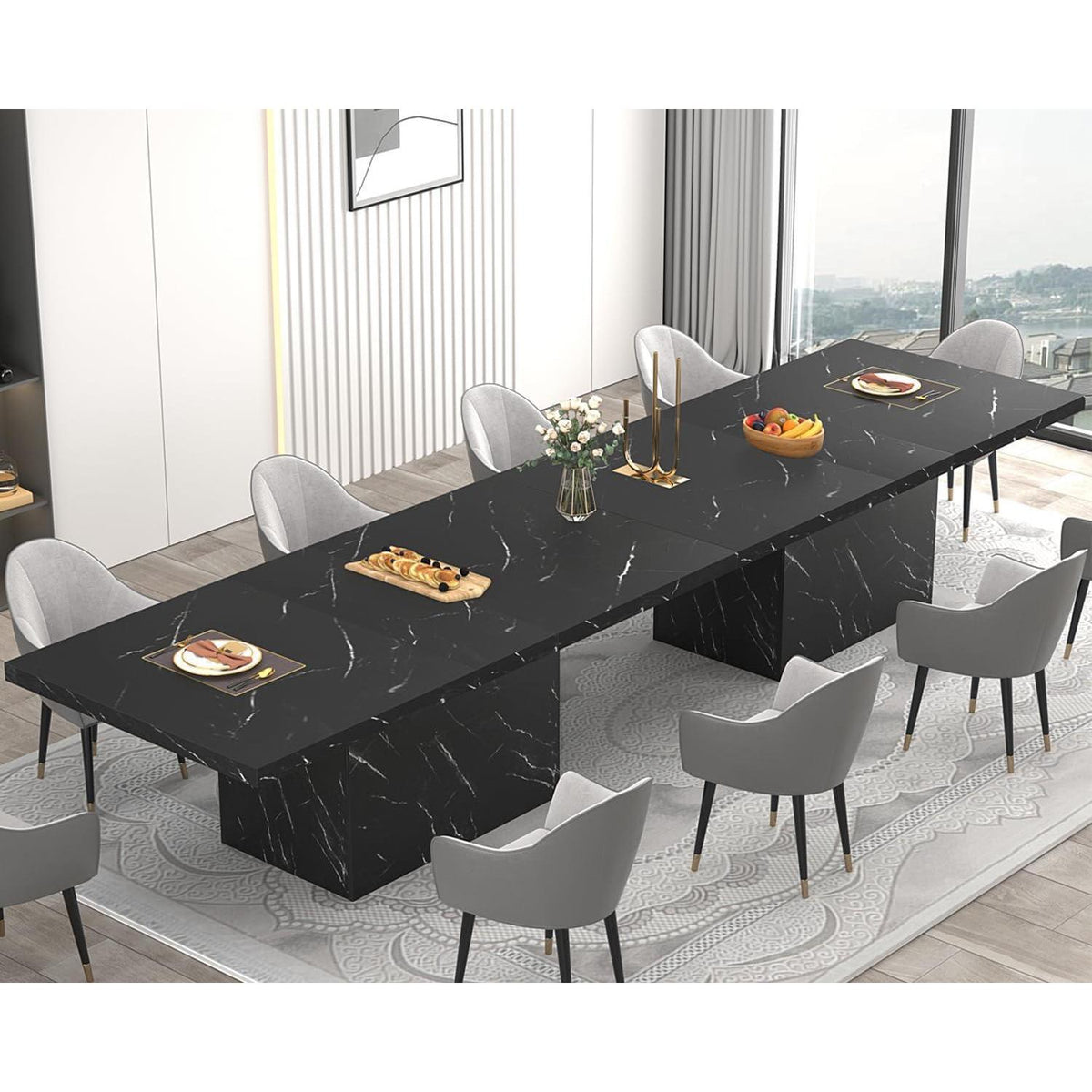 Moderner Esstisch Schwarz 180x80cm – Küchentisch für 6-8 Personen