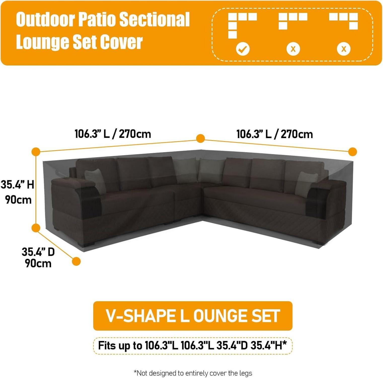 Gartenmöbel Abdeckung V-Form Lounge Rattan Schutzhülle 600D