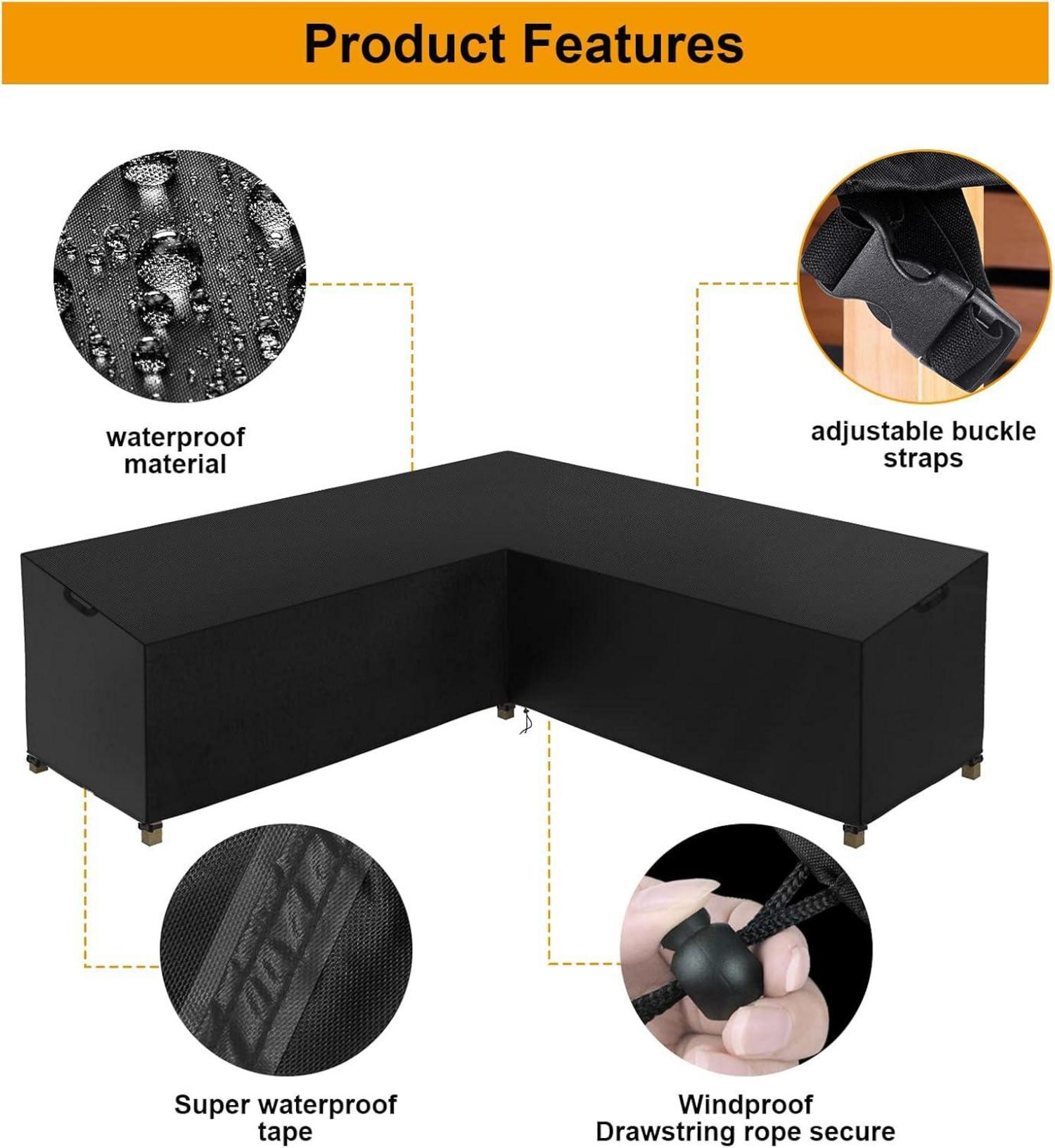 Gartenmöbel Abdeckung V-Form Lounge Rattan Sofa Schutzhülle 600D