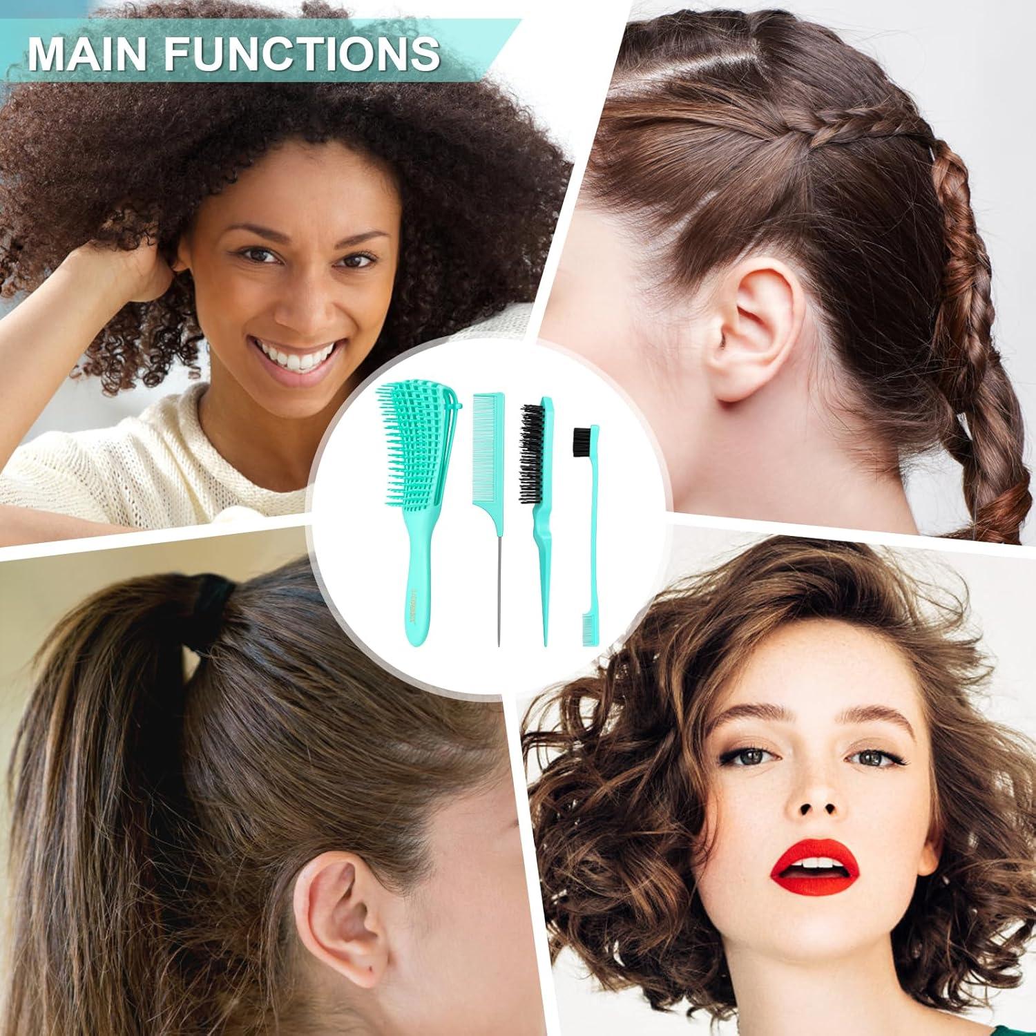 Entwirrbürste Afro Lockiges Haar Haarbürste 3a-4c Kamm-Set