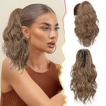 Lockiger Pferdeschwanz Clip Haarverlängerung 35 cm Synthetik Brauner