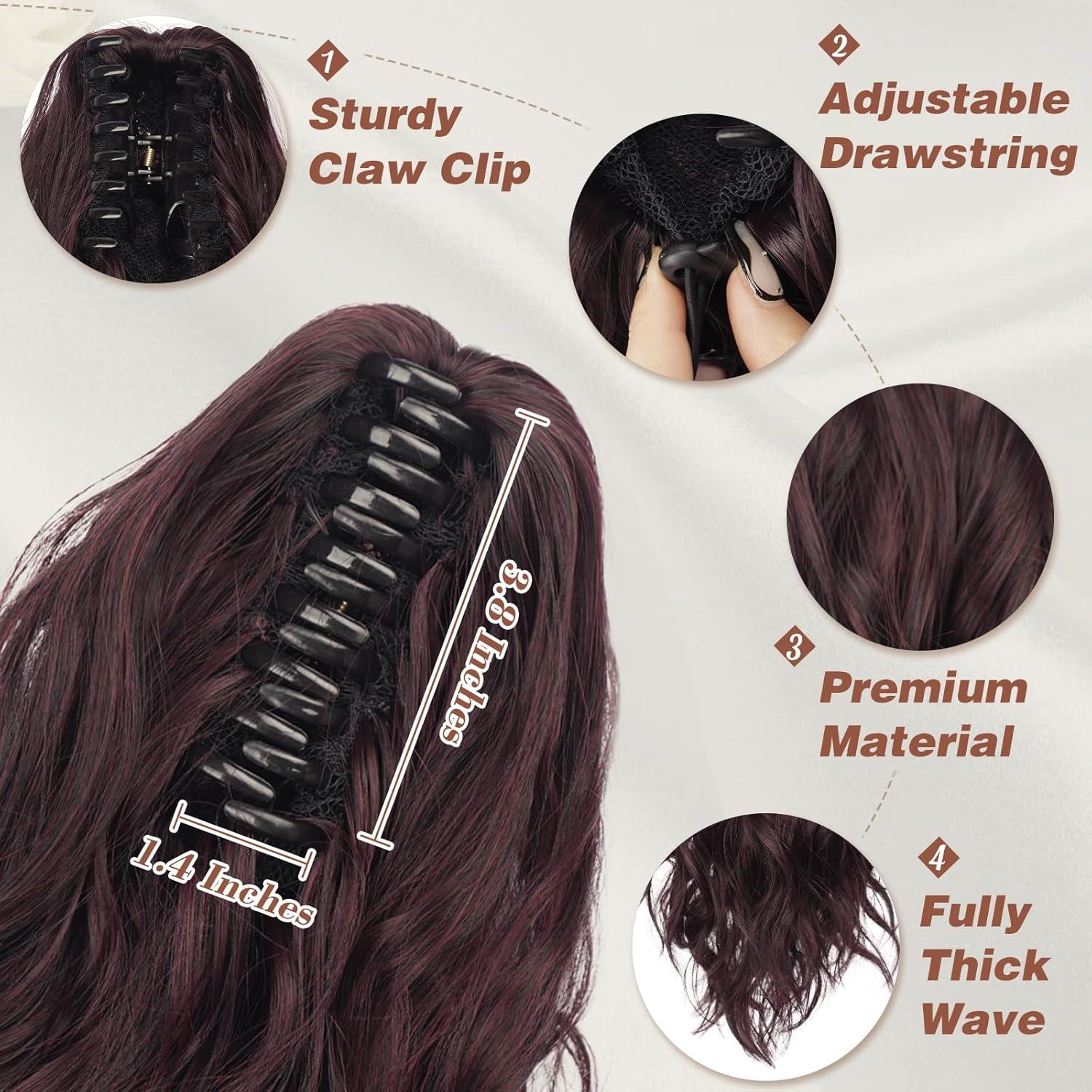 35cm Rote Lockige Pferdeschwanz Haarverlängerung Klaue Clip Extension