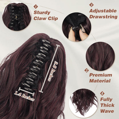 35cm Rote Lockige Pferdeschwanz Haarverlängerung Klaue Clip Extension