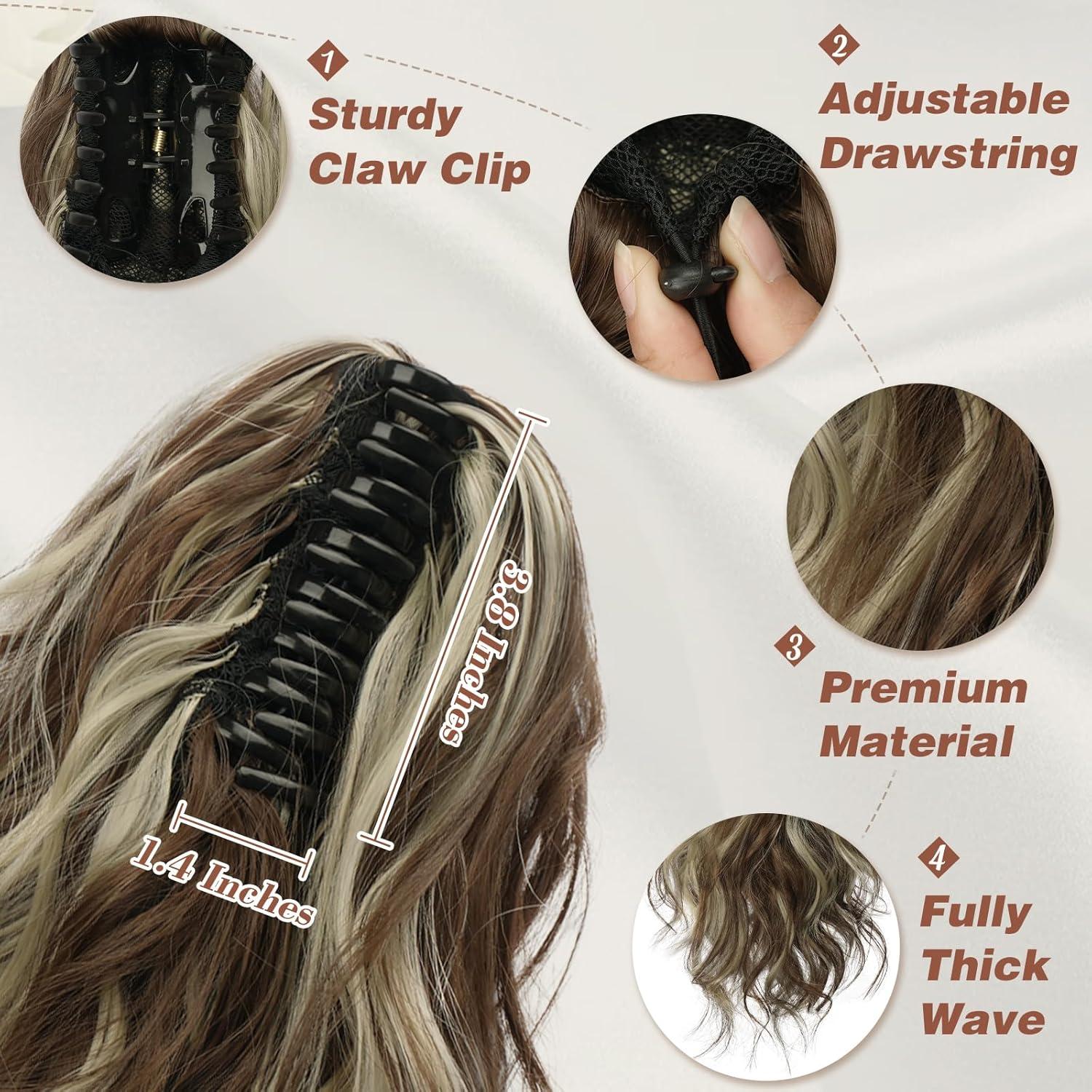 35 CM Kurzer Lockiger Pferdeschwanz Haarverlängerung Synthetik Haarteil Frauen Mittelbraun Blond