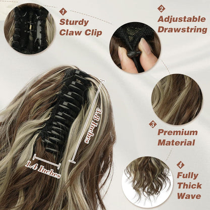 35 CM Kurzer Lockiger Pferdeschwanz Haarverlängerung Synthetik Haarteil Frauen Mittelbraun Blond