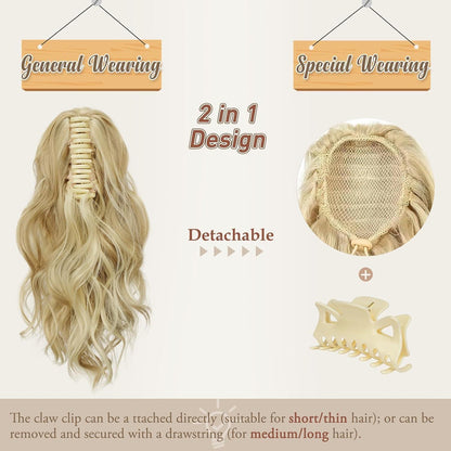 35cm Grauer Gewellter Pferdeschwanz Extension Klaue Clip Haarverlängerung