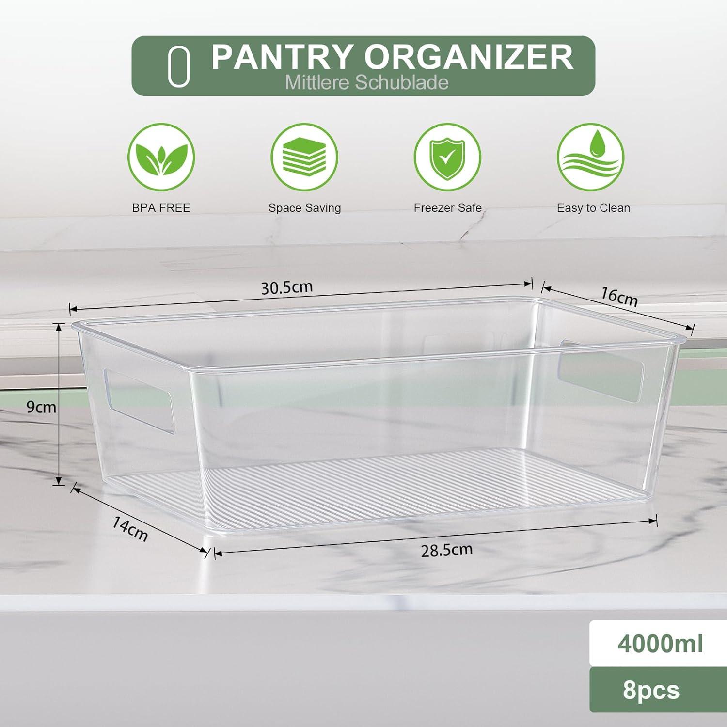 8er Kühlschrank Organizer Set BPA-Frei Spülmaschinenfest Transparent