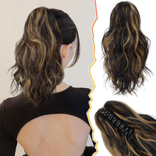 Lockig Pferdeschwanz Extension Gewellt 35cm Synthetik Schwarz Blond