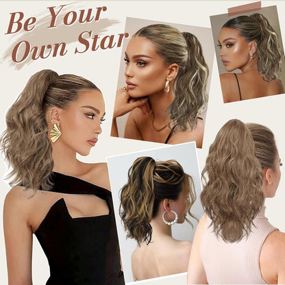BARSDAR Klaue Clip Pferdeschwanz Extension 35cm Schwarz Blond