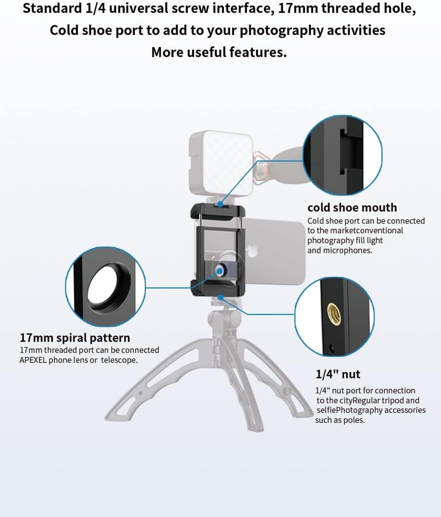 APEXEL Objektiv Adapter für 17mm Threaded Linsen Smartphone Halterung