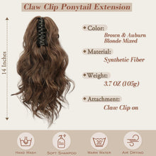 35cm Gewellte Pferdeschwanz Extension Braun Auburn Haar Clip
