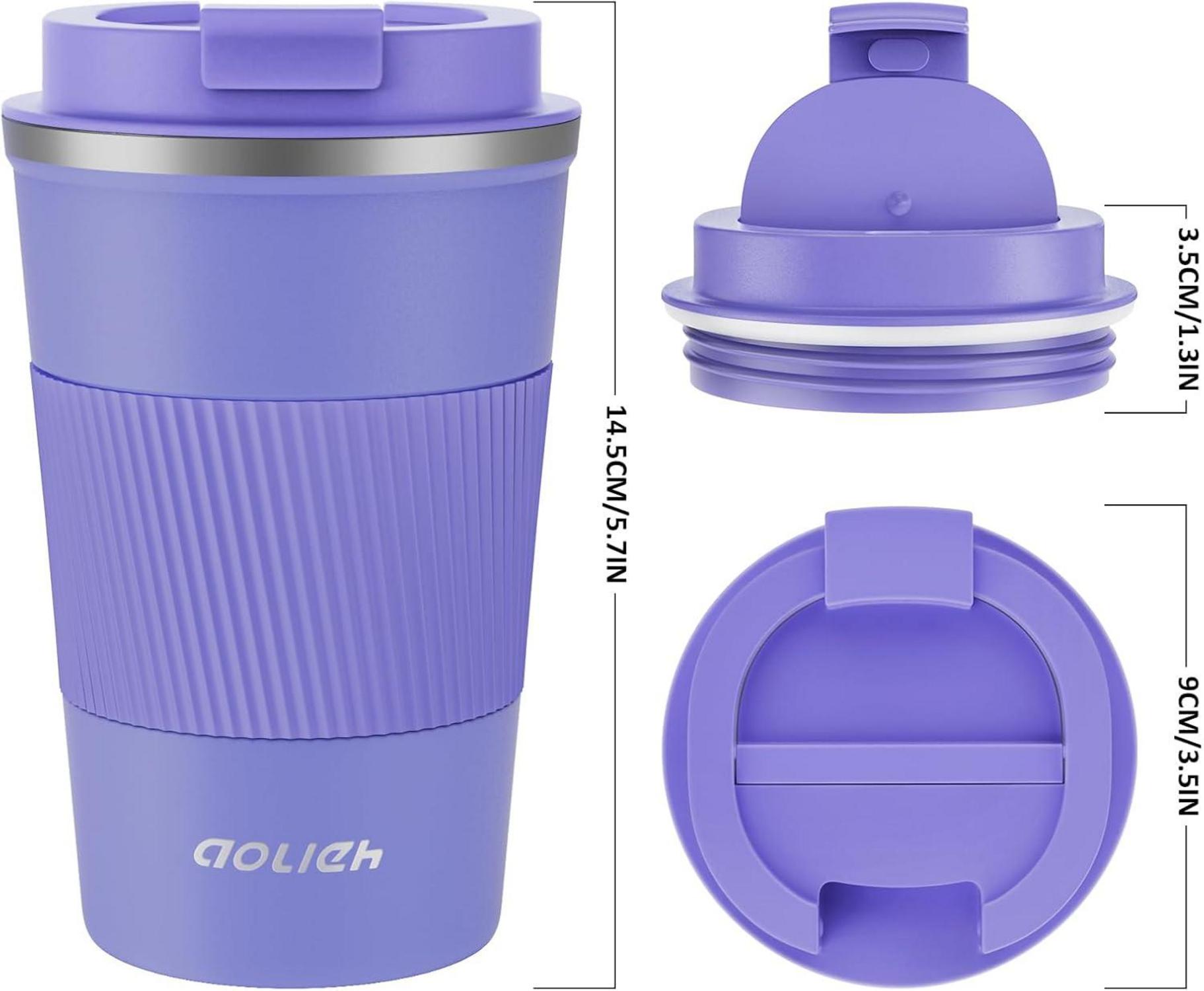 Thermobecher Edelstahl Isolierbecher Travel Mug Kaffeebecher 380ml Lila