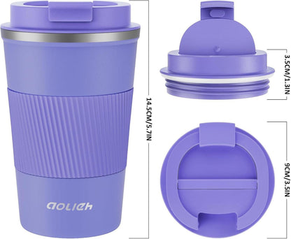 Thermobecher Edelstahl Isolierbecher Travel Mug Kaffeebecher 380ml Lila