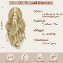 Kurze Lockige Pferdeschwanz Haarextension Asche Blond 35 CM