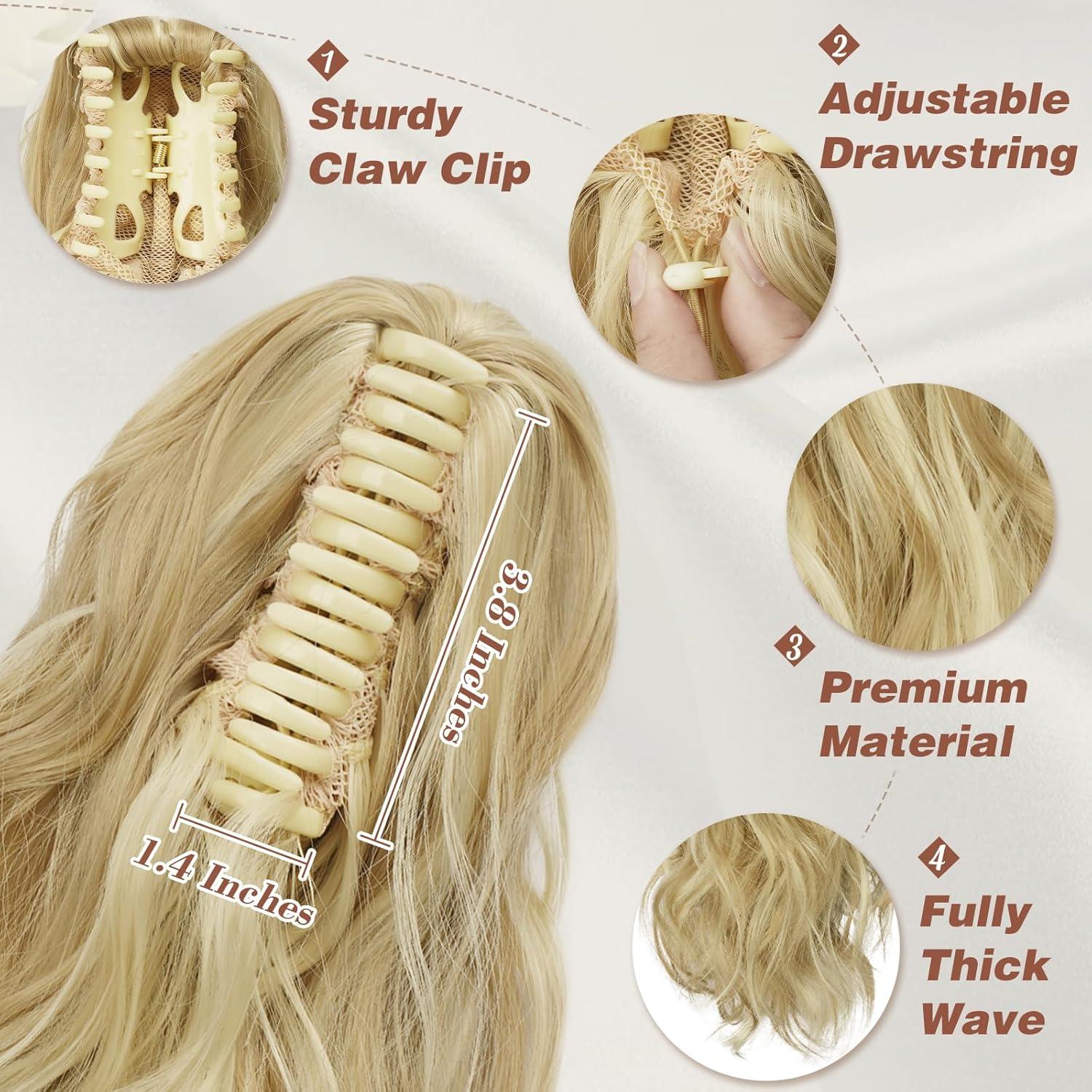 Lockiger Pferdeschwanz mit Klaue Clip 35cm Synthetik Blond