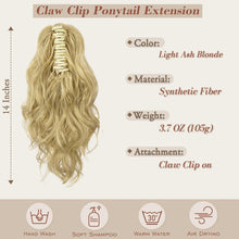 35cm Gewellter Pferdeschwanz Extension in Light Ash Blond