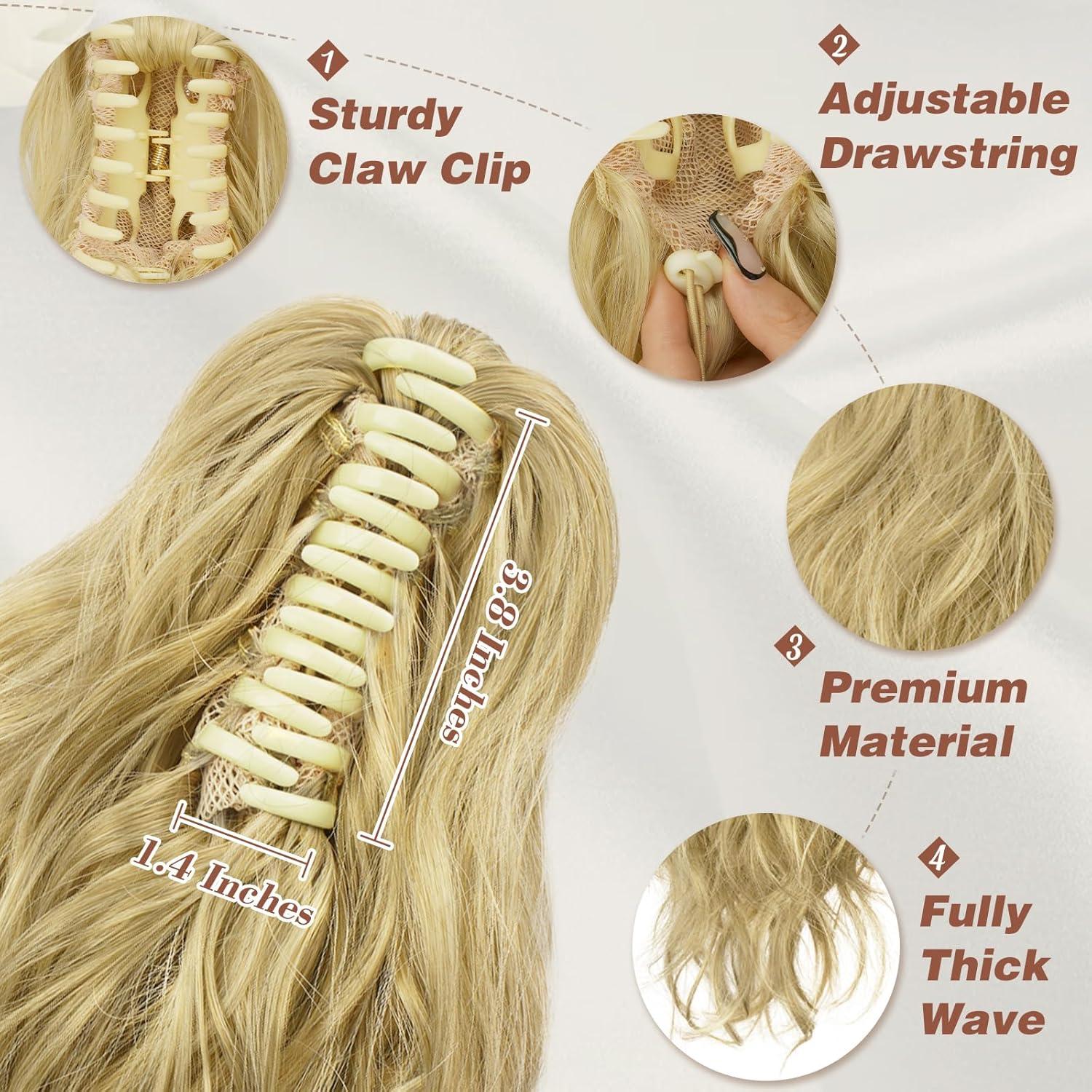 35cm Gewellte Pferdeschwanz Haarverlängerung Clip Blond