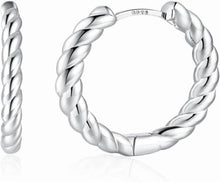 925 Sterling Silber Creolen 22mm Twisted Damen Ohrringe Elegantes