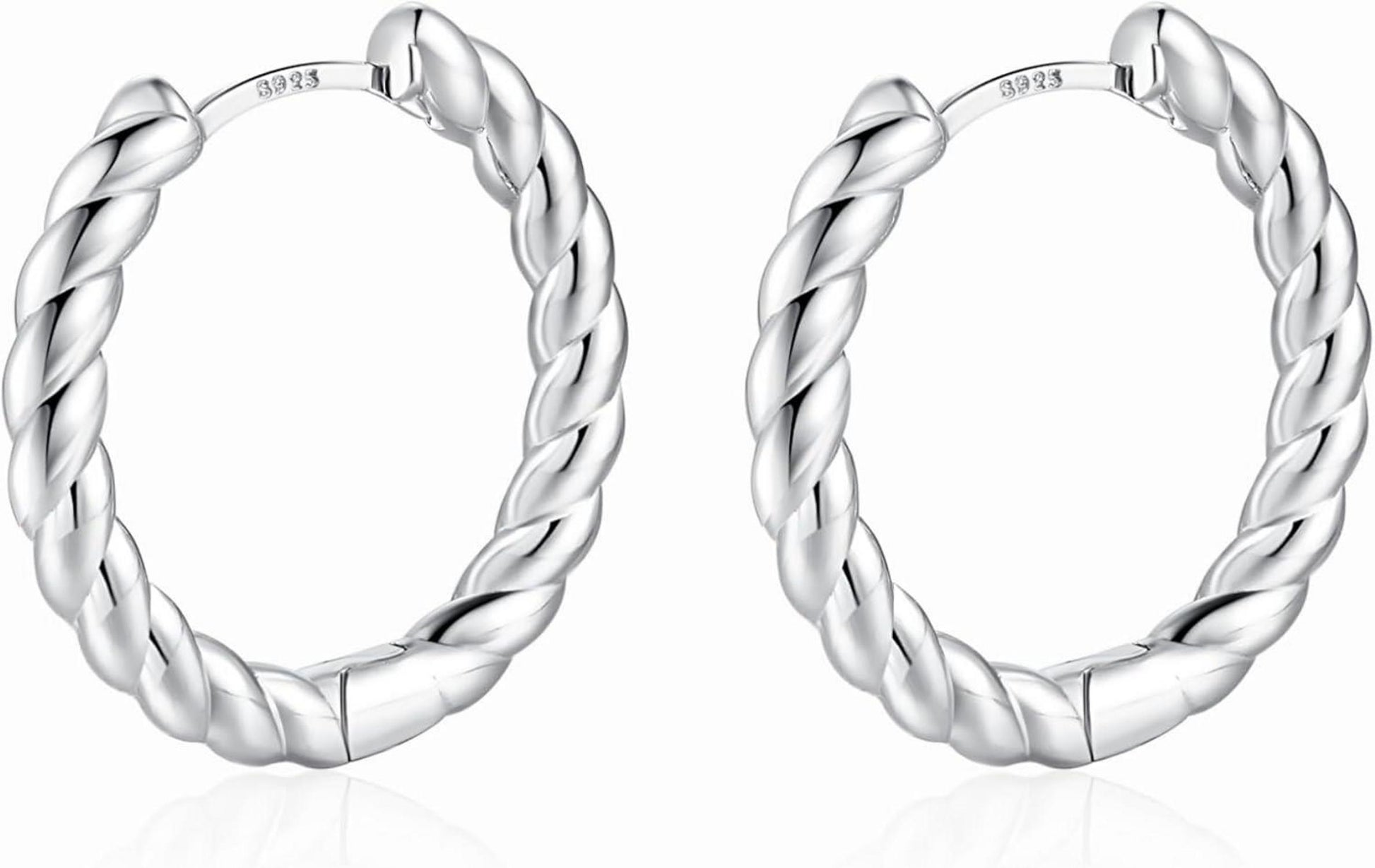 925 Sterling Silber Ohrringe Creolen Damen 15mm Twisted
