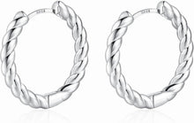 925 Sterling Silber Ohrringe Creolen Damen 15mm Twisted