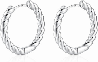 925 Sterling Silber Ohrringe Creolen Damen 15mm Twisted