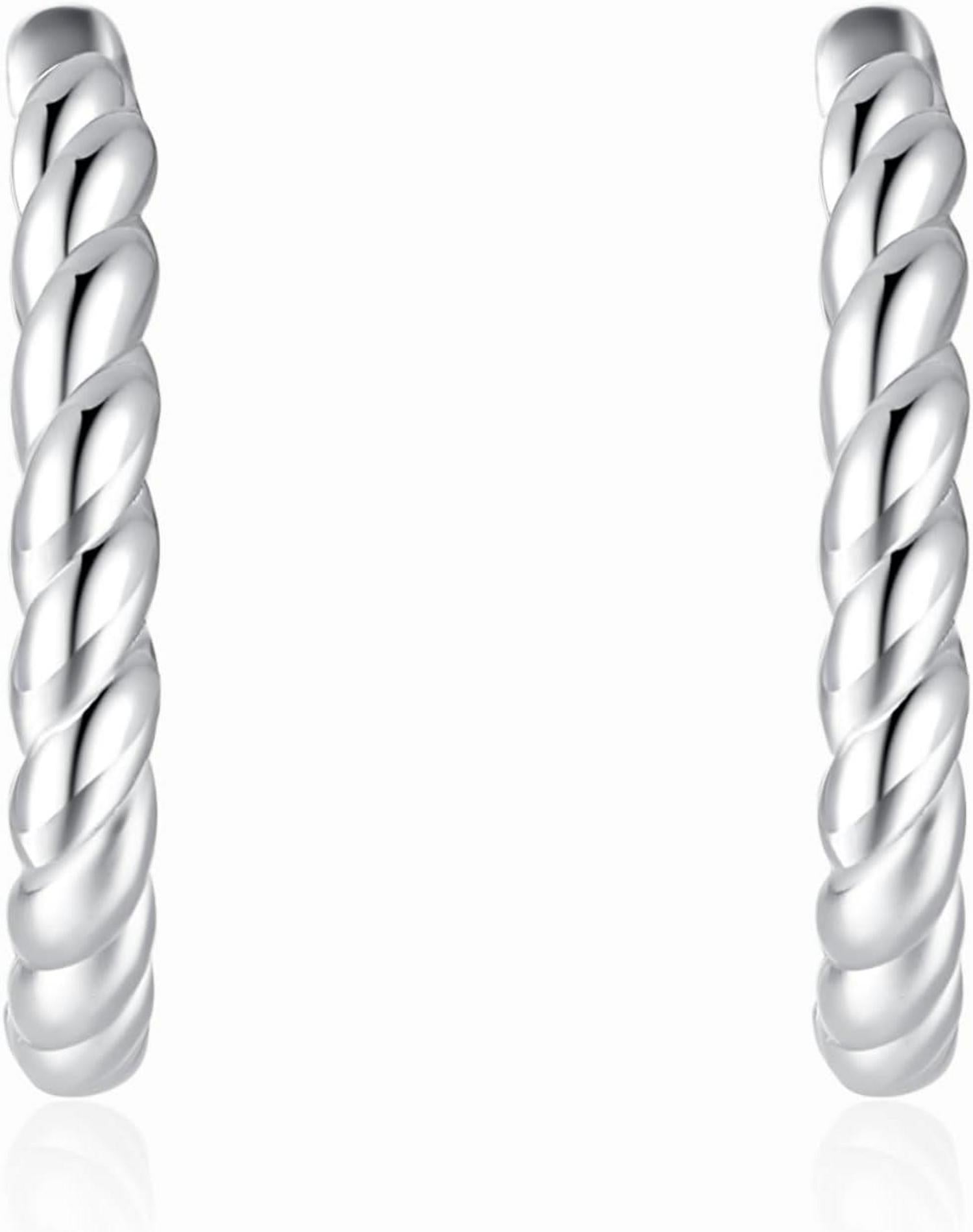925 Sterling Silber Creolen 22mm Twisted Damen Ohrringe Elegantes