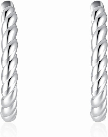 925 Sterling Silber Creolen 22mm Twisted Damen Ohrringe Elegantes