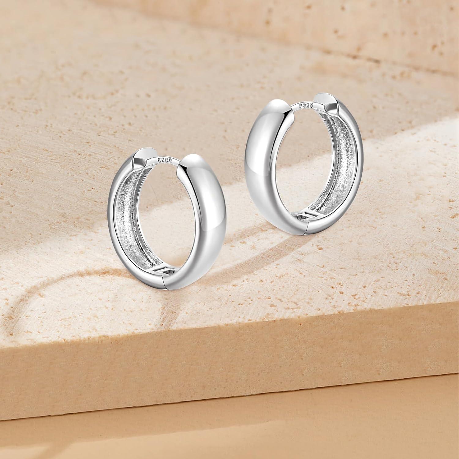 925 Silber Double Hoop Ohrringe Creolen Hypoallergen Geschenk Frauen Mädchen