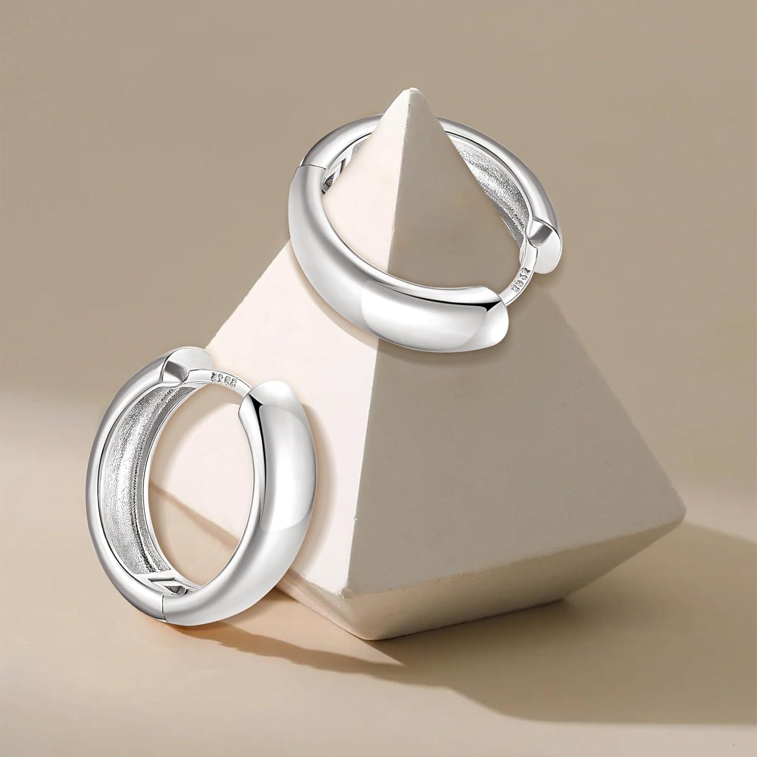 925 Silber Double Hoop Creolen Ohrringe Damen Mädchen Geschenk 12mm