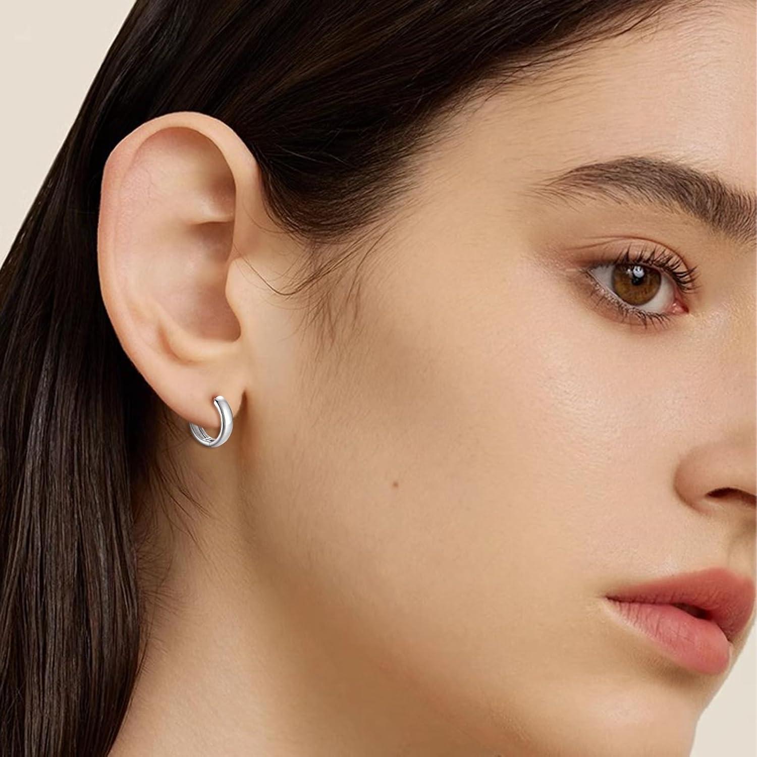 925 Silber Creolen Ohrringe Hypoallergen Double Hoop 12mm
