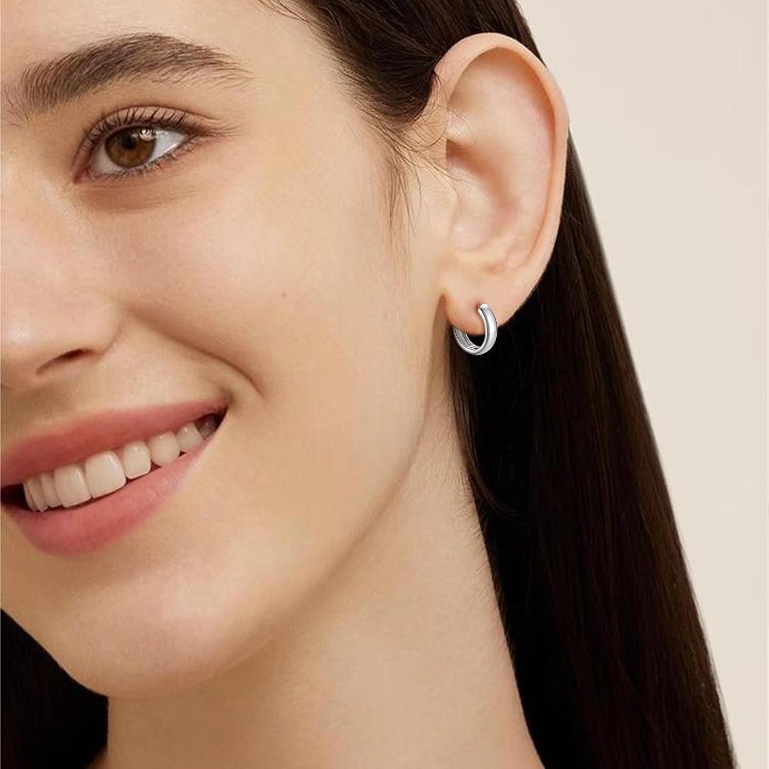 925 Silber Double Hoop Creolen Ohrringe Damen Mädchen Geschenk 12mm
