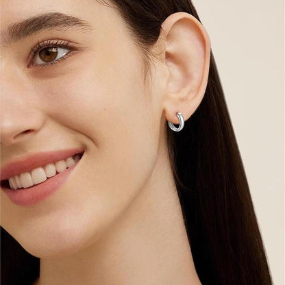 925 Silber Double Hoop Creolen Ohrringe Damen Mädchen Geschenk 12mm