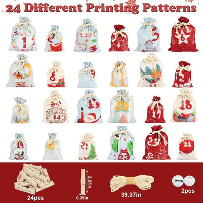 Adventskalender zum Befüllen Stoff 24 Weihnachtskalender