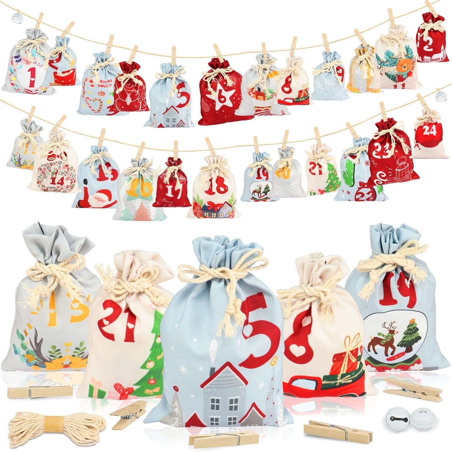 Adventskalender Stoff 24 Weihnachtskalender Kinder DIY Säckchen