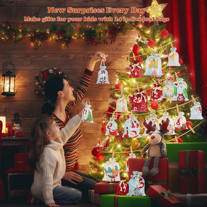 Adventskalender Stoff 24 Weihnachtskalender Kinder DIY Säckchen