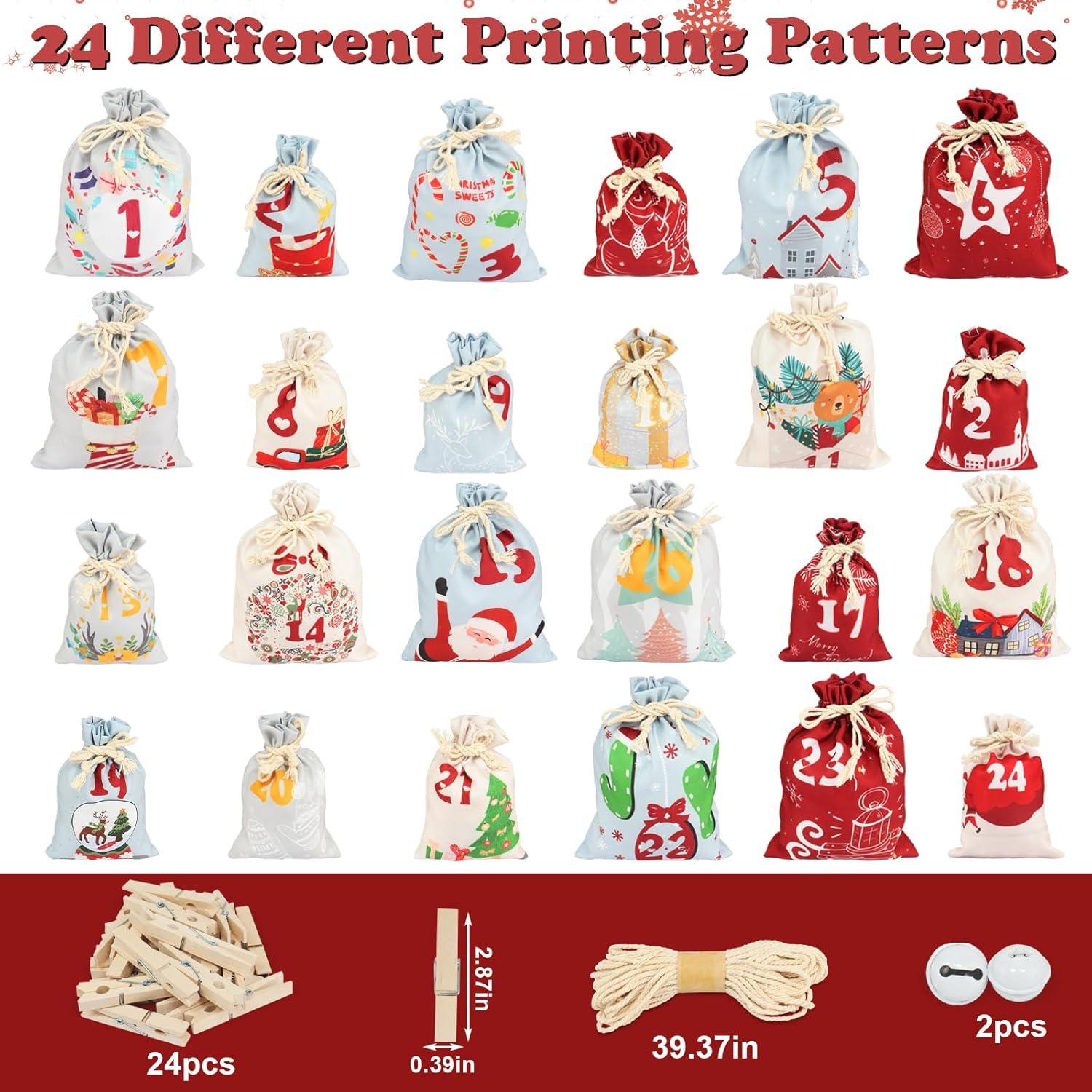 Adventskalender Stoff 24 Weihnachtskalender Kinder DIY 2024