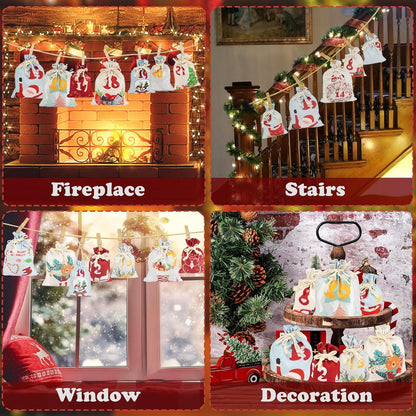 Adventskalender zum Befüllen Stoff 24 Weihnachtskalender DIY Kinder