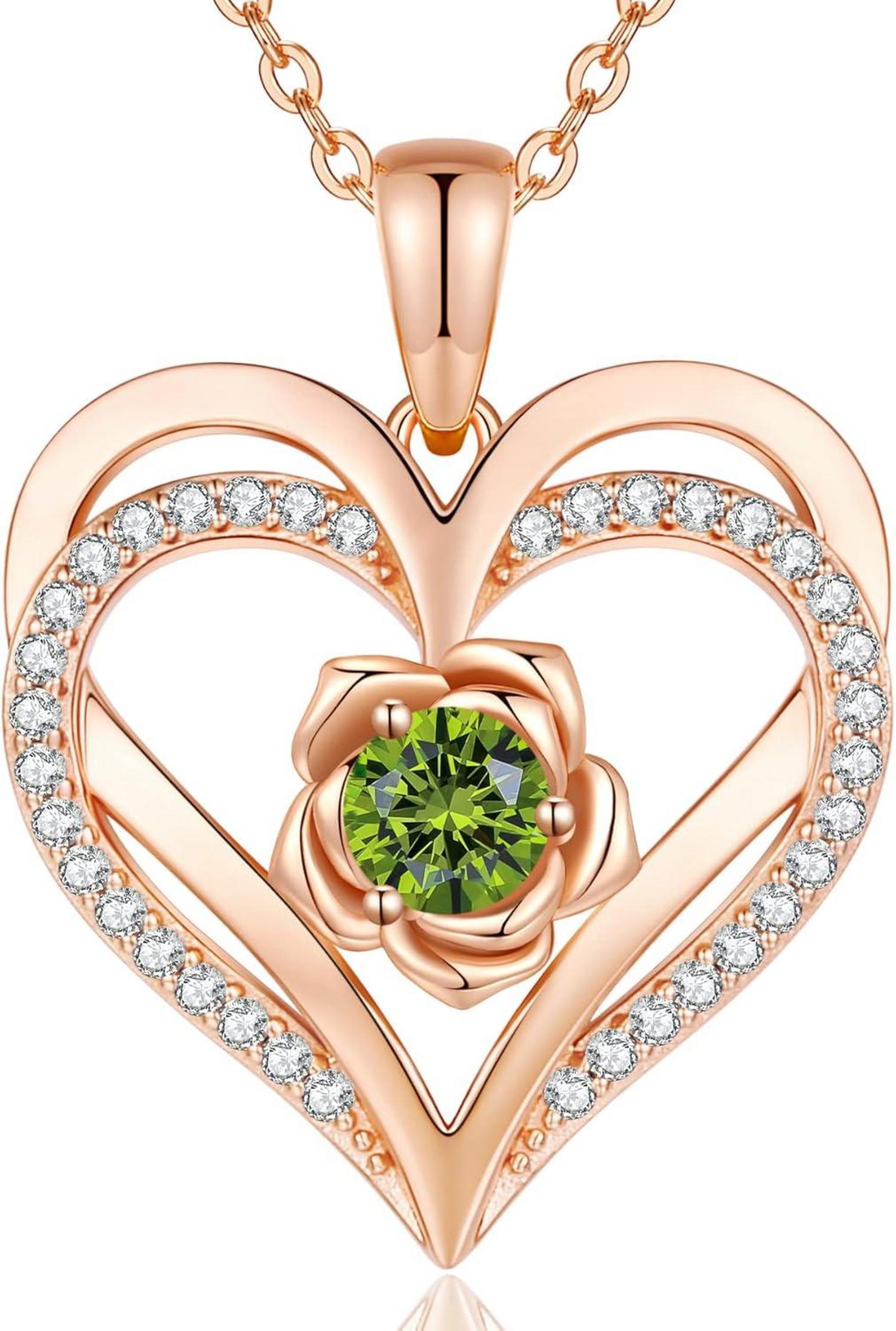 CDE Rosegold Herz Halskette Sterling Silber 925 Geburtsstein Schmuck