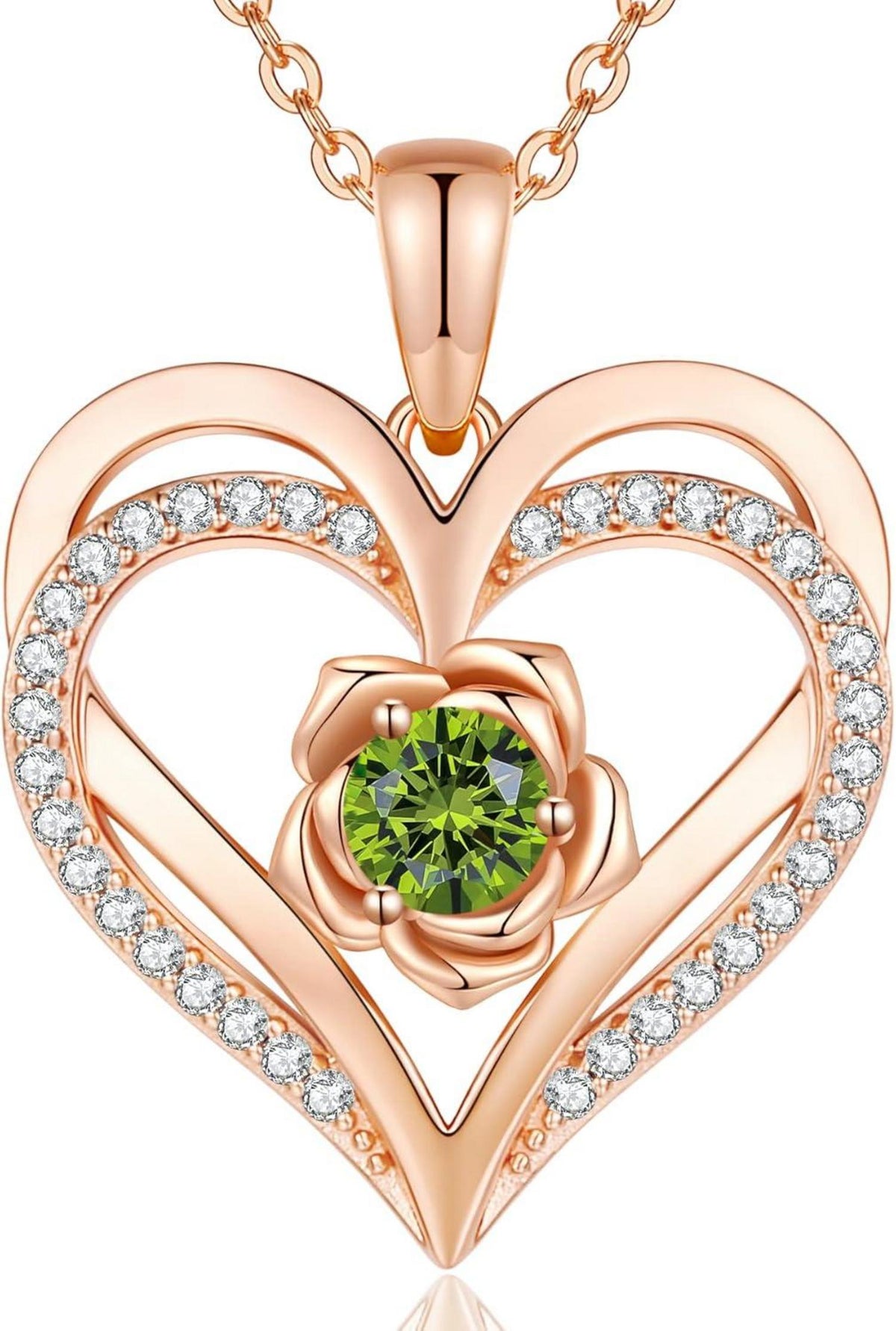 CDE Rosegold Herz Halskette Sterling Silber 925 Geburtsstein Schmuck