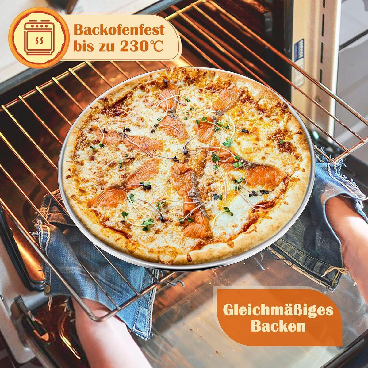 Pizzablech 4er Set Edelstahl Rund 30cm