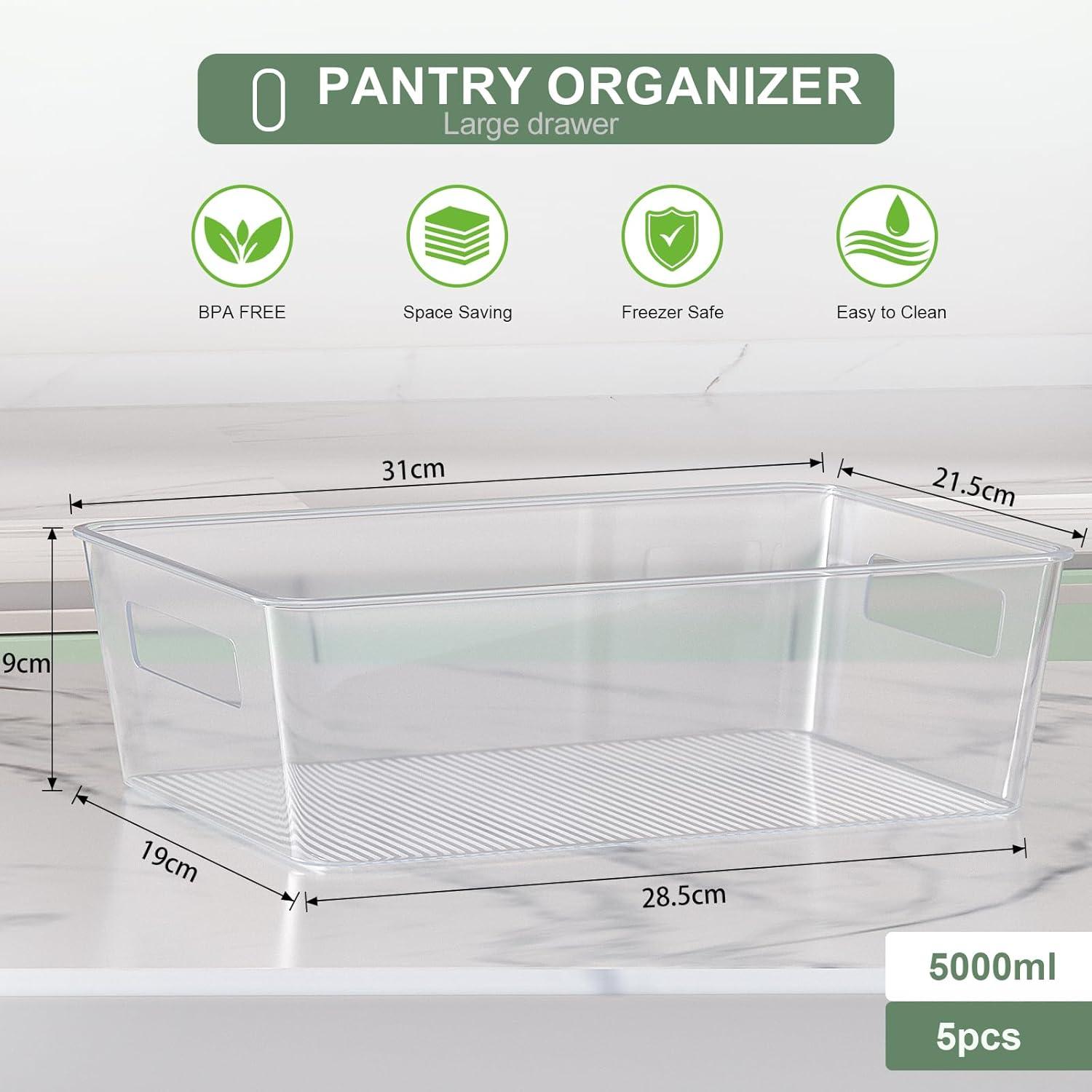 Kühlschrank Organizer Set 5er Spülmaschinenfest BPA-Frei Transparent
