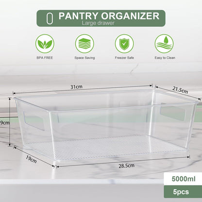Kühlschrank Organizer Set 5er Spülmaschinenfest BPA-Frei Transparent