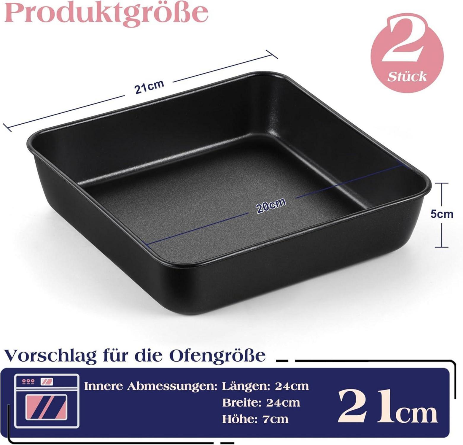 Joyfair Quadratische Kuchenform 2er Set Edelstahl Antihaft