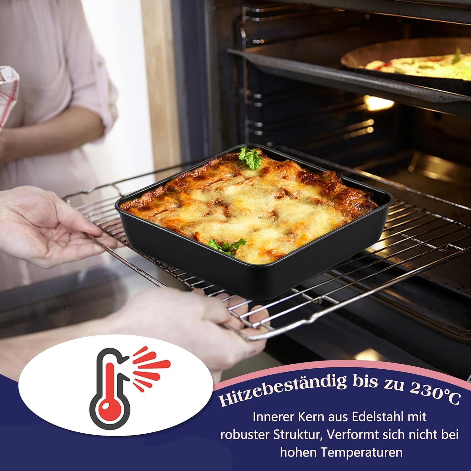 Quadratische Kuchenform 2er Set Edelstahl Antihaft 21x21x5cm