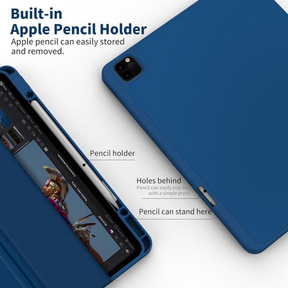 Schutzhülle für iPad Pro 12.9 2022/2021/2020/2018 Blau mit Stifthalter