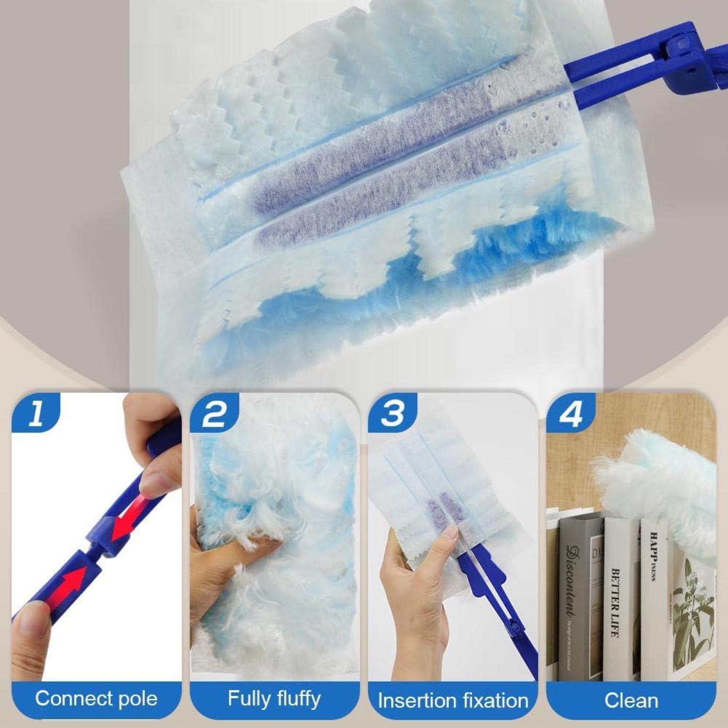 Vicloon Teleskopischer Feather Duster Staubwischer mit 10 Mikrofasern-Tüchern