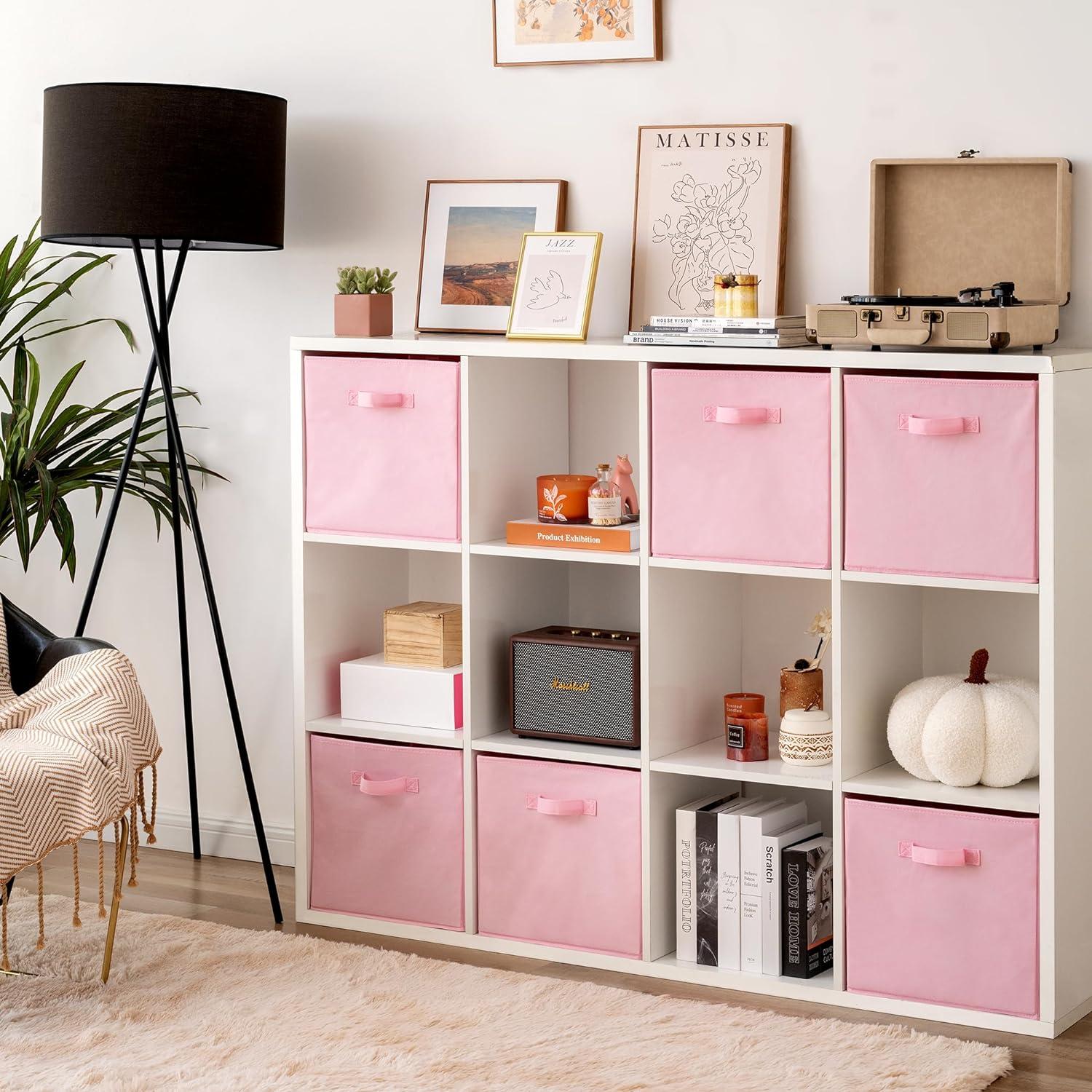 6er Set Aufbewahrungswürfel Stoff Kallax Regal 33x33x32 cm Rosa Organisieren