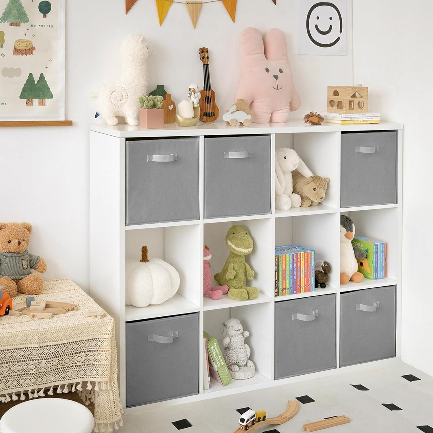 Aufbewahrungswürfel Stoff Kallax Regal 6er Set 33x33x32cm Grau Kinderzimmer