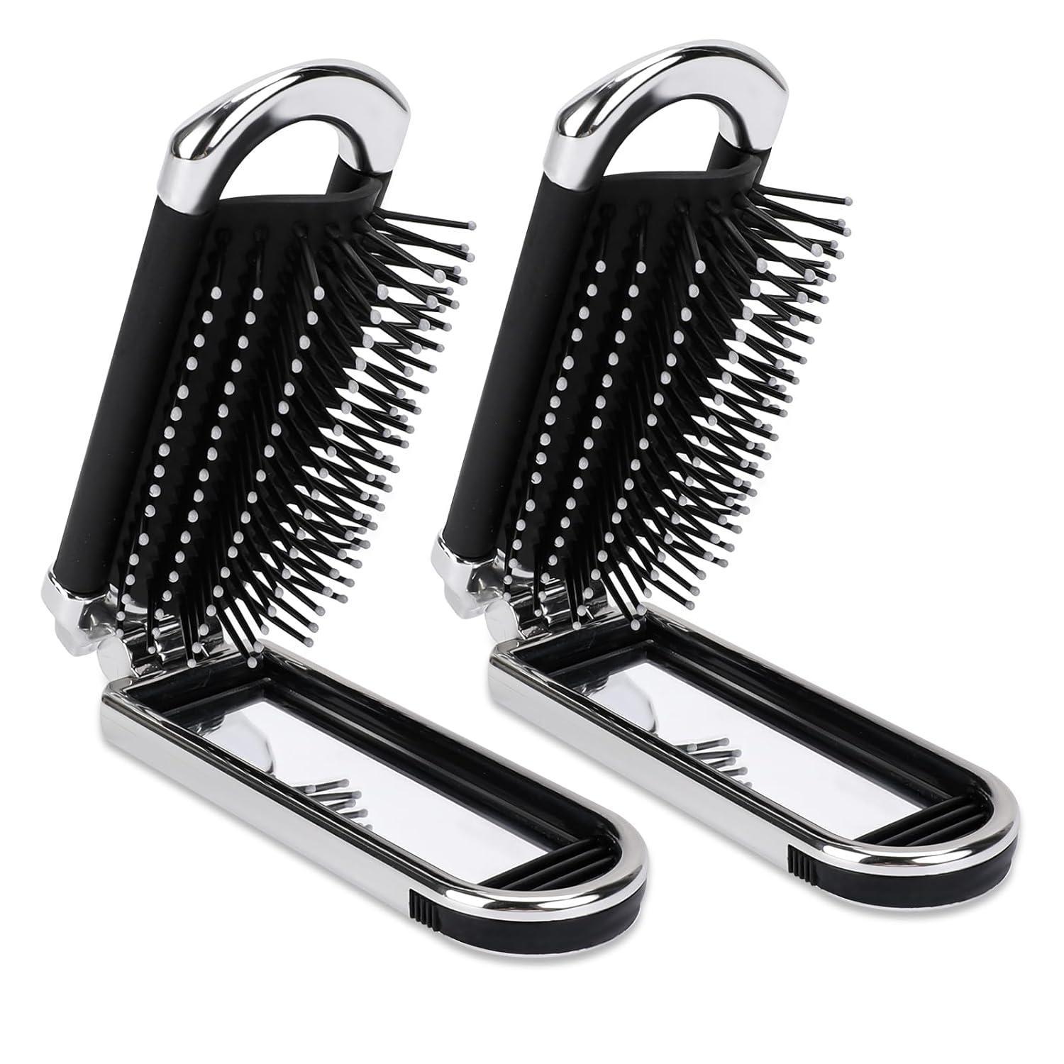 Haarbürste mit Reise Spiegel Mini Pocket Kamm für Mädchen Frauen