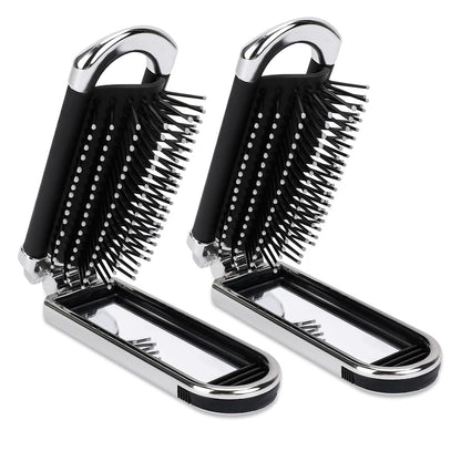 Haarbürste mit Reise Spiegel Mini Pocket Kamm für Mädchen Frauen
